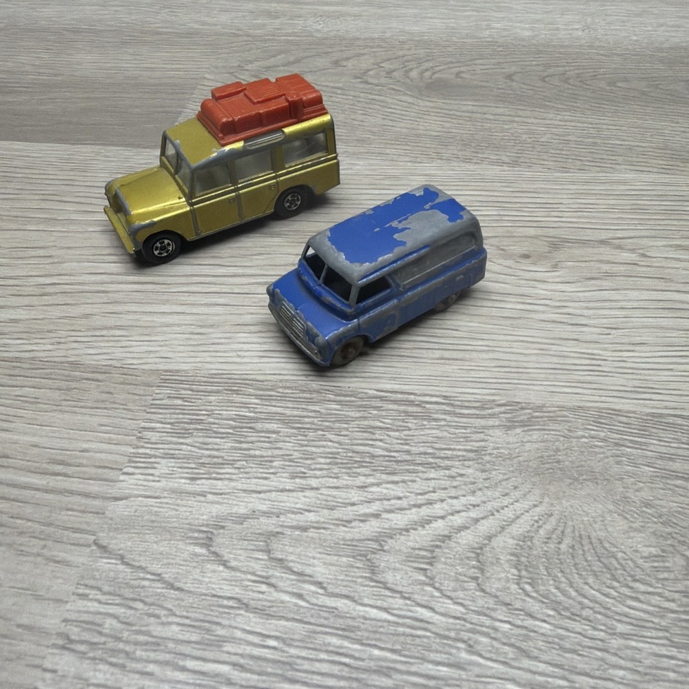 MATCHBOX LESNEY #25 BEDFORD DUNLOP VAN & NO. 12 LAND ROVER SAFARI VTG ENGLAND